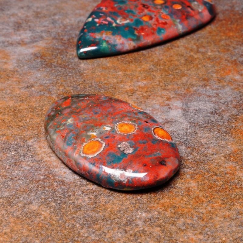Bloodstone cabochon for vitality and courage